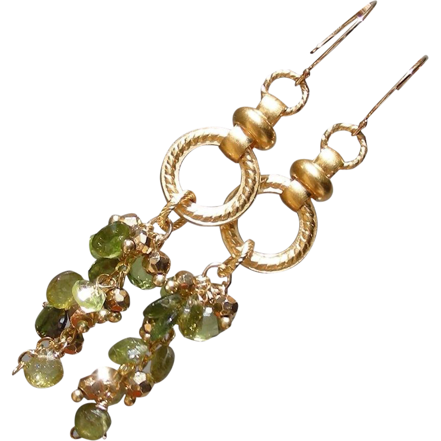 Tourmaline and Peridot Briolette Waterfall Earrings Tourmaline and Peridot Briolette Waterfall Earrings