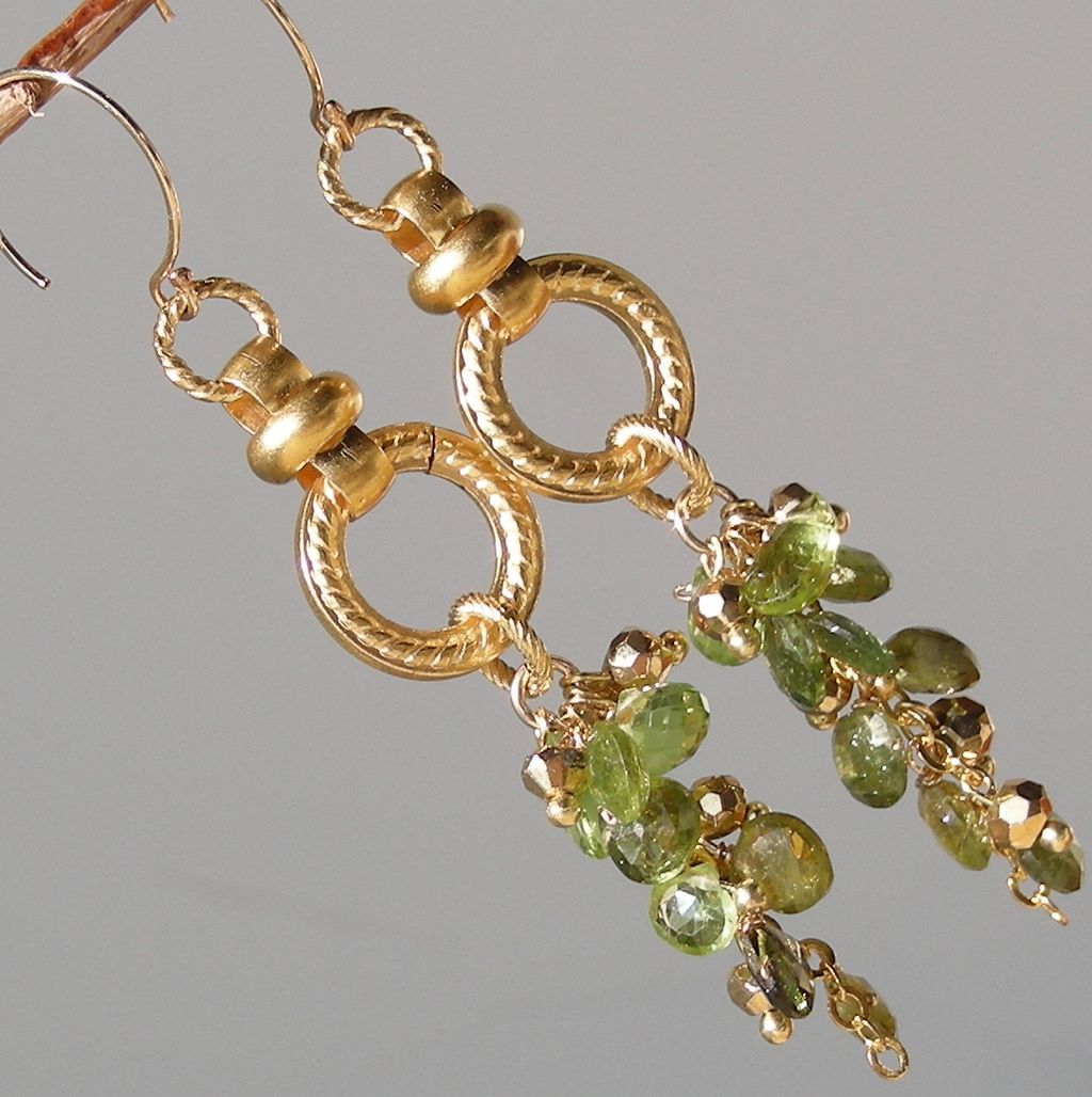 Tourmaline and Peridot Briolette Waterfall Earrings Tourmaline and Peridot Briolette Waterfall Earrings