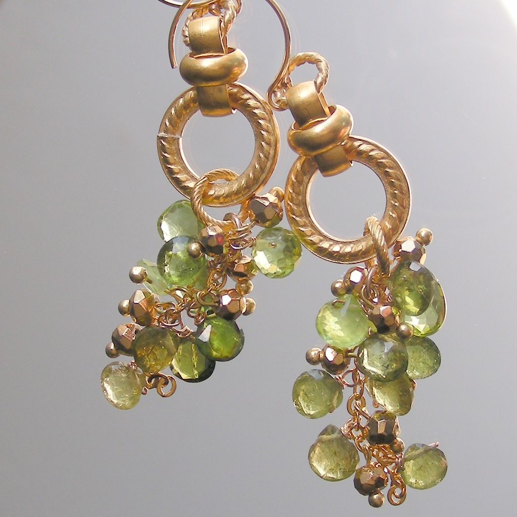 Tourmaline and Peridot Briolette Waterfall Earrings Tourmaline and Peridot Briolette Waterfall Earrings
