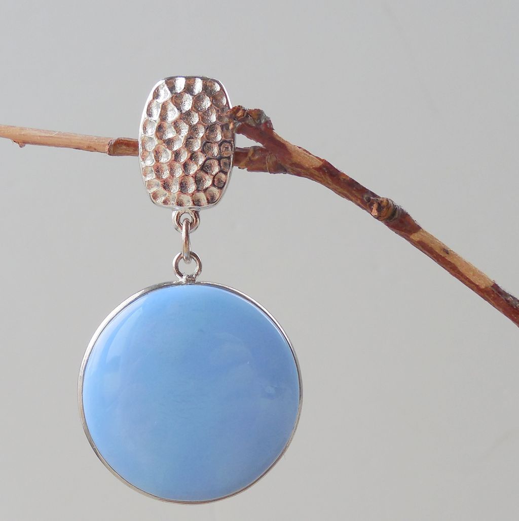 Baby Blue Agate Round Bezel Set Clip On Earrings Baby Blue Agate Round Bezel Set Clip On Earrings
