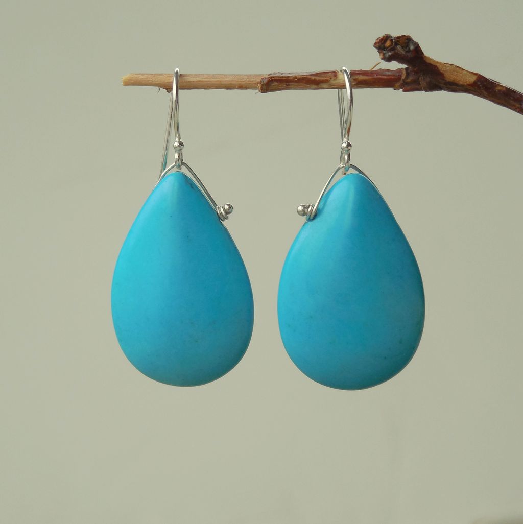 Turquoise Howlite Southwestern Something Blue Earrings Turquoise Howlite Southwestern Something Blue Earrings