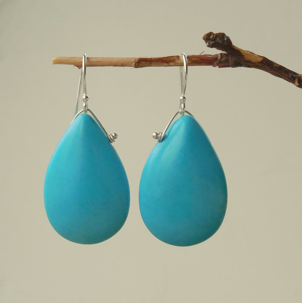 Turquoise Howlite Southwestern Something Blue Earrings Turquoise Howlite Southwestern Something Blue Earrings