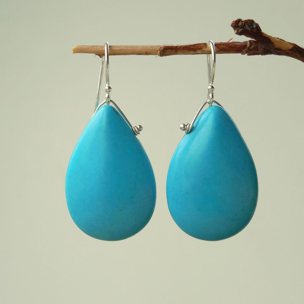 Turquoise Howlite Southwestern Something Blue Earrings Turquoise Howlite Southwestern Something Blue Earrings
