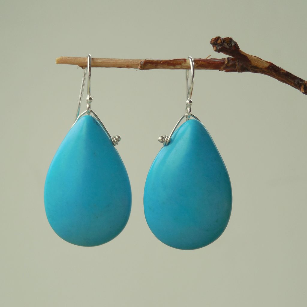 Turquoise Howlite Southwestern Something Blue Earrings Turquoise Howlite Southwestern Something Blue Earrings