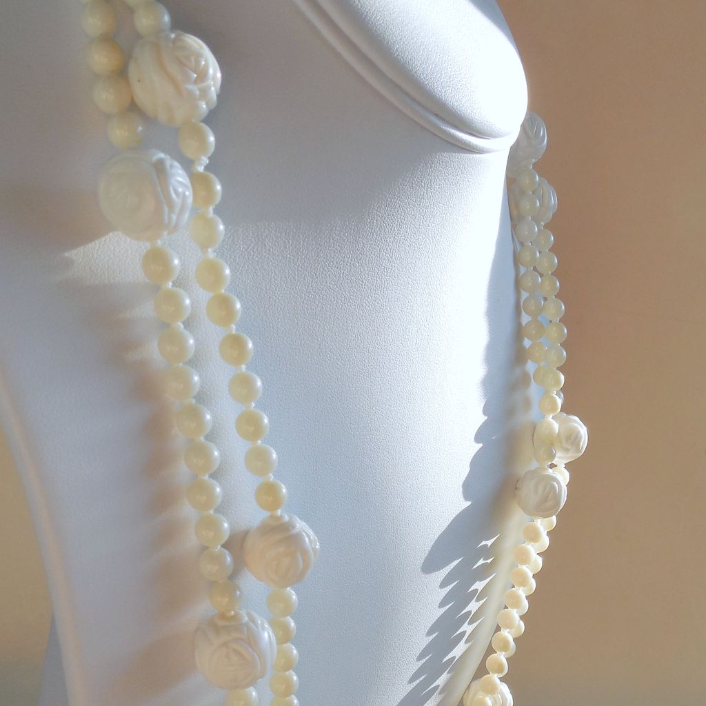 White Coral Hand Knotted 55" Long Necklace OOAK White Coral Hand Knotted 55" Long Necklace OOAK