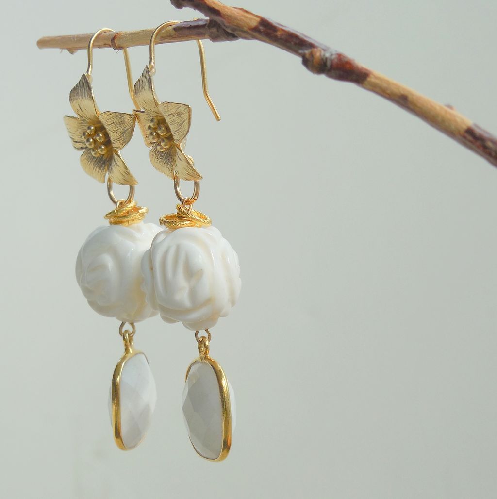 White coral Lotus Flower Earrings White coral Lotus Flower Earrings