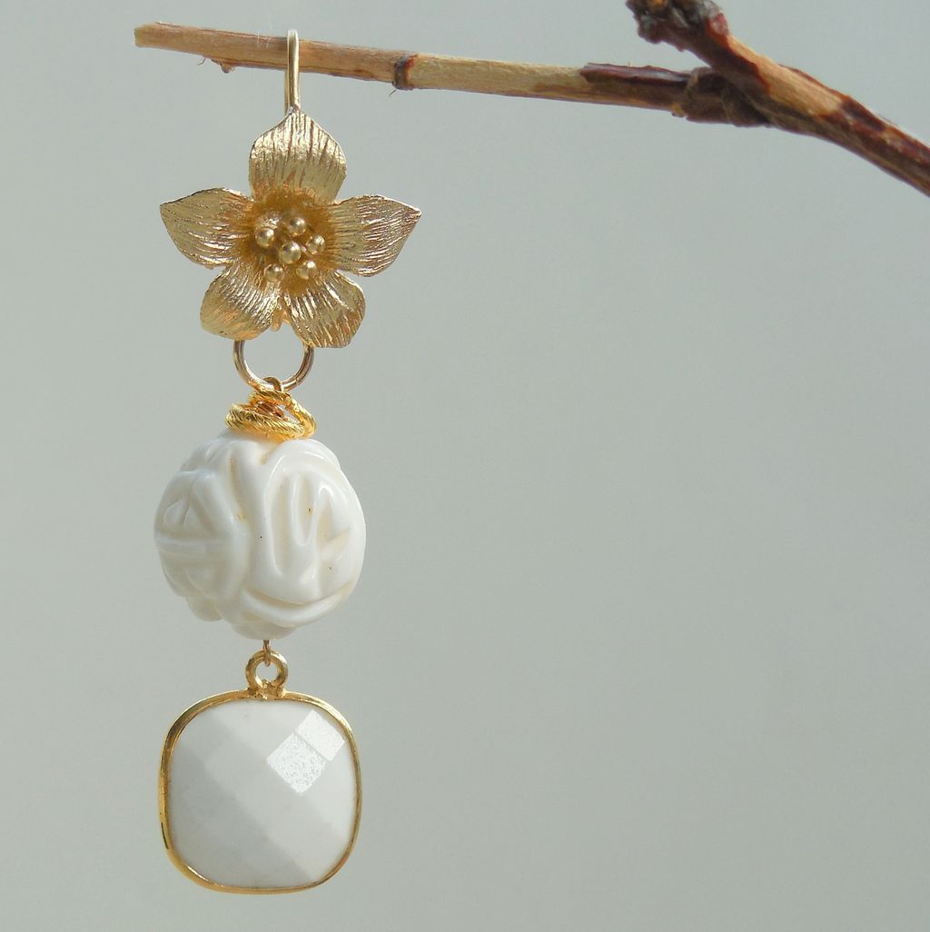 White coral Lotus Flower Earrings White coral Lotus Flower Earrings