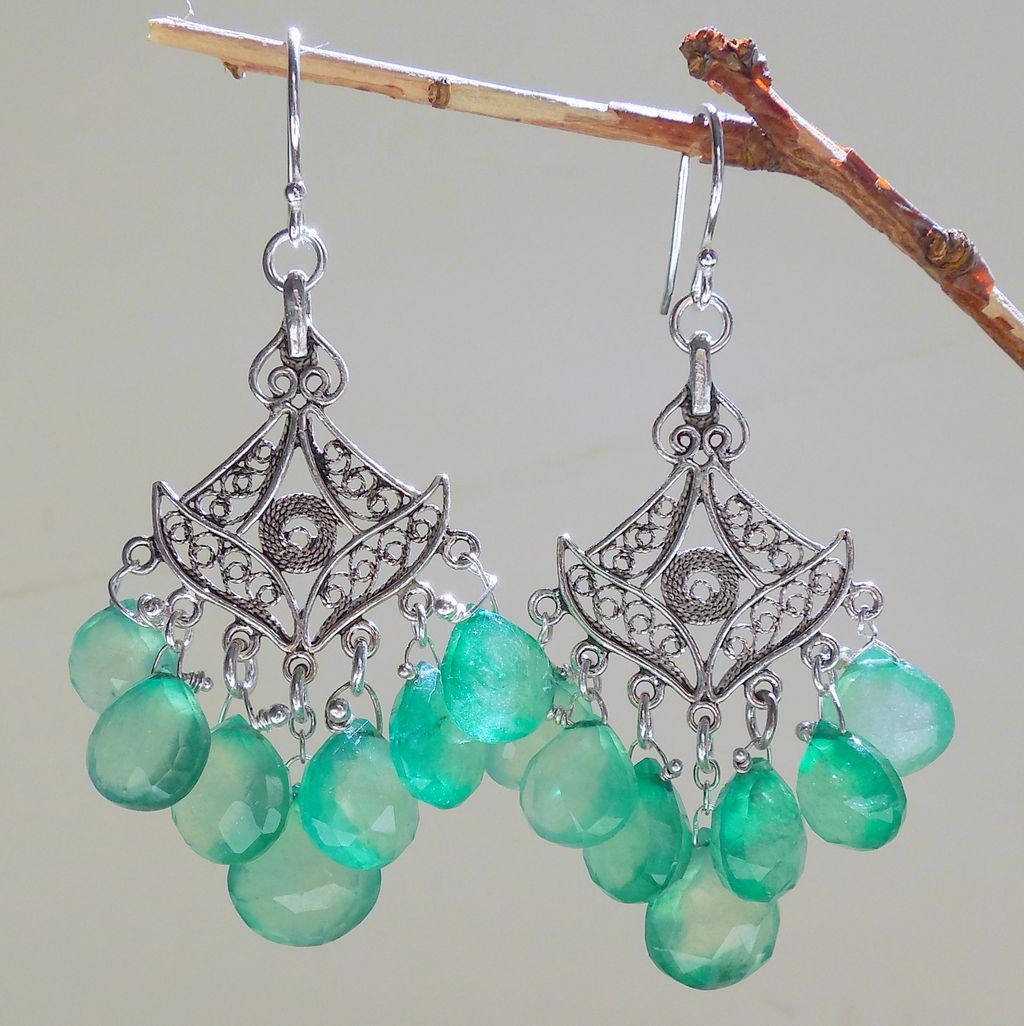 RESERVED - Emerald Green Onyx Chandelier Earrings Indian Mogul Princess RESERVED - Emerald Green Onyx Chandelier Earrings Indian Mogul Princess