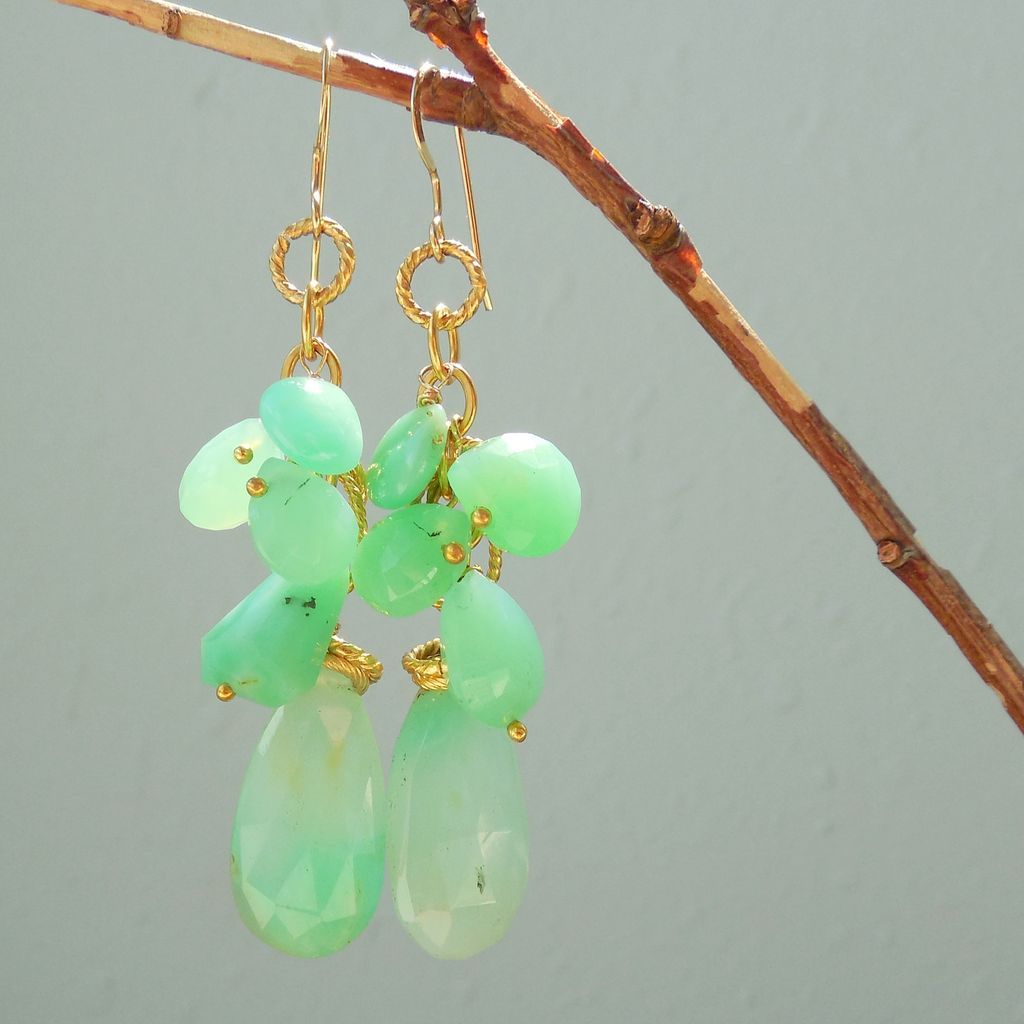 Chrysoprase Cascade Mint Green Drop Earrings Chrysoprase Cascade Mint Green Drop Earrings