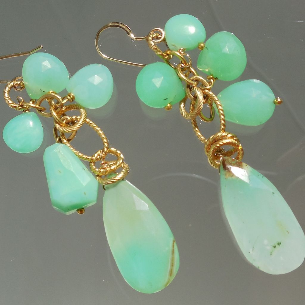 Chrysoprase Cascade Mint Green Drop Earrings Chrysoprase Cascade Mint Green Drop Earrings