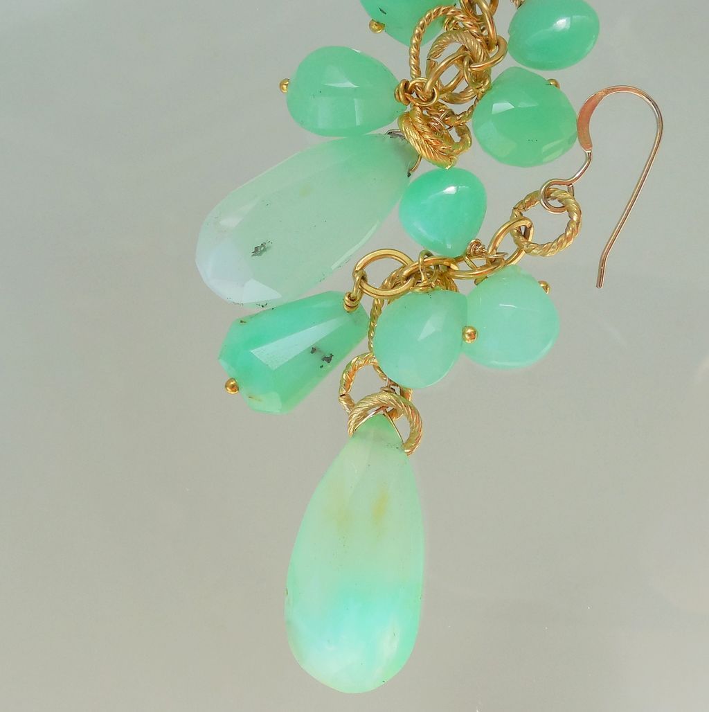 Chrysoprase Cascade Mint Green Drop Earrings Chrysoprase Cascade Mint Green Drop Earrings