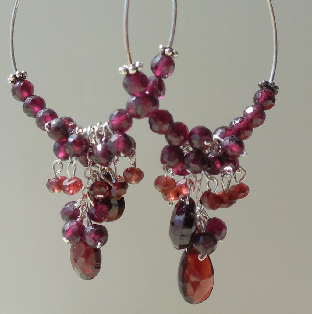 Garnet Oxblood Red Hoop Earrings Garnet Oxblood Red Hoop Earrings
