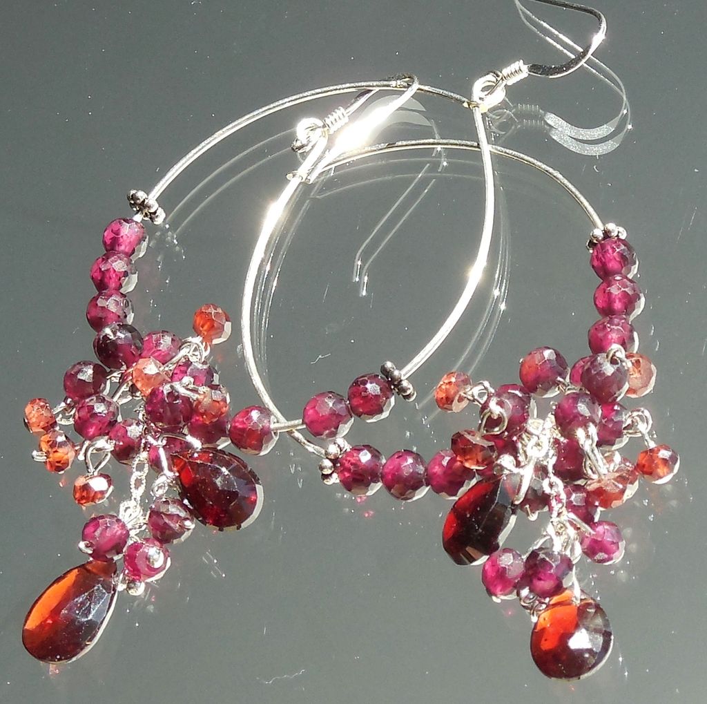 Garnet Oxblood Red Hoop Earrings Garnet Oxblood Red Hoop Earrings