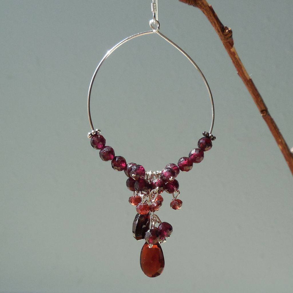 Garnet Oxblood Red Hoop Earrings Garnet Oxblood Red Hoop Earrings