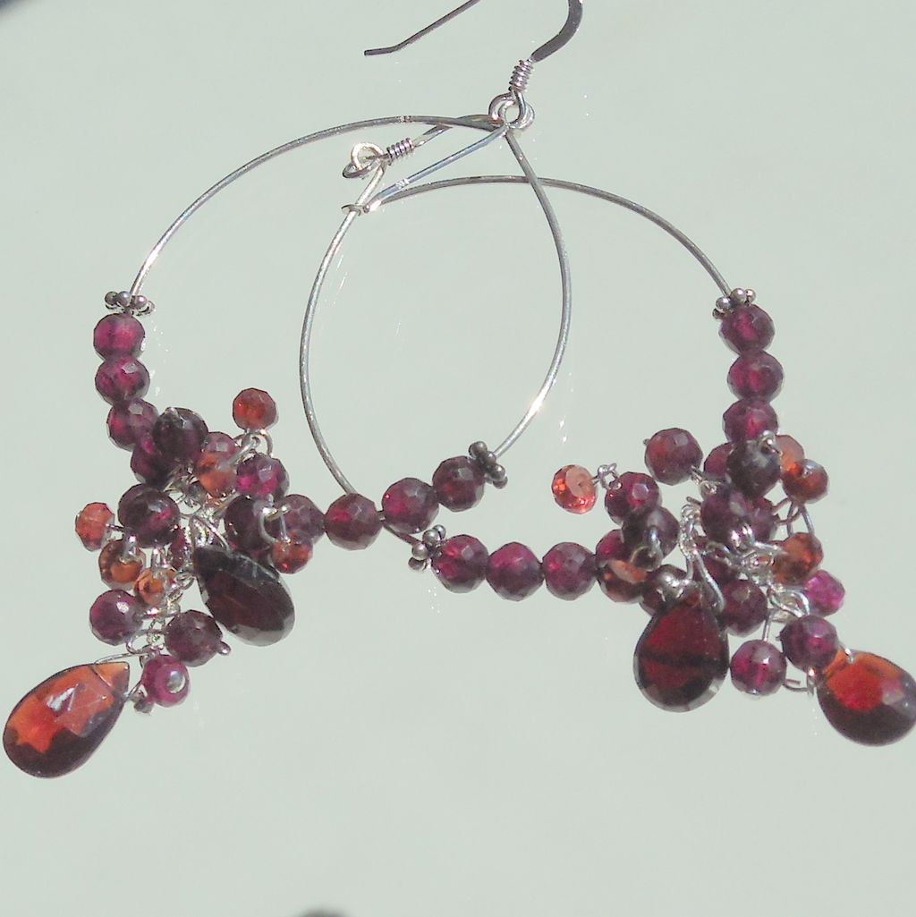 Garnet Oxblood Red Hoop Earrings Garnet Oxblood Red Hoop Earrings