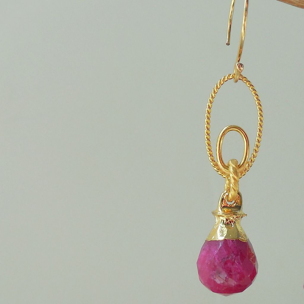 Ruby Briolette Petite Drop Earrings Ruby Briolette Petite Drop Earrings
