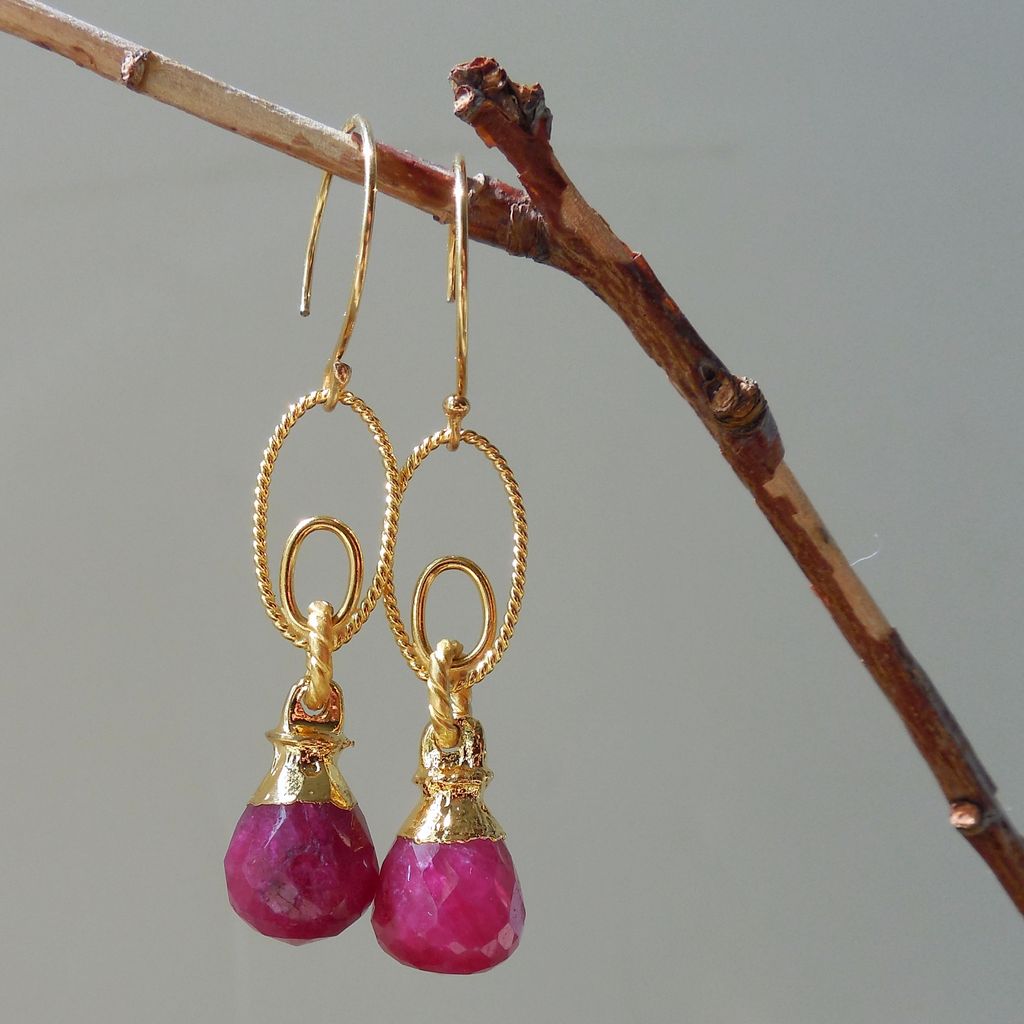 Ruby Briolette Petite Drop Earrings Ruby Briolette Petite Drop Earrings