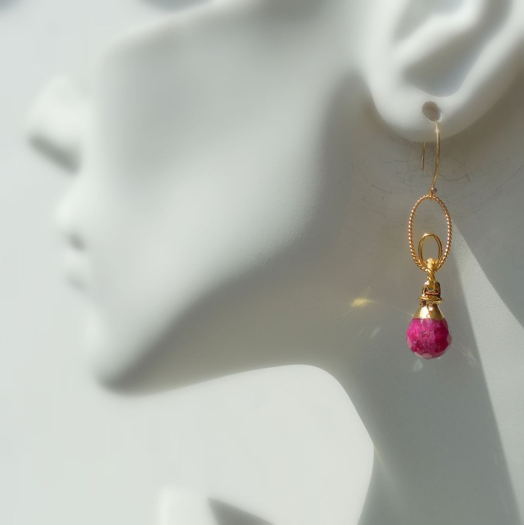 Ruby Briolette Petite Drop Earrings Ruby Briolette Petite Drop Earrings