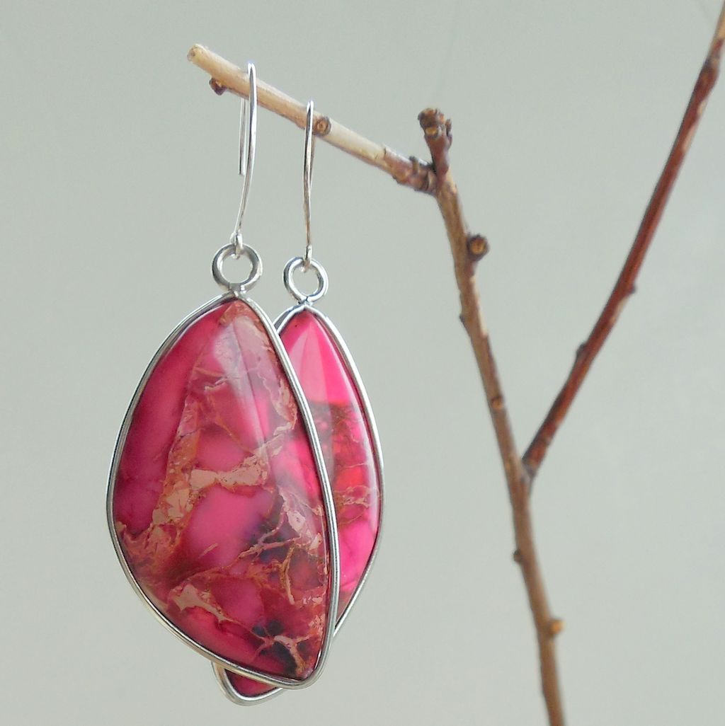 Hot Pink Magnesite Candy Teardrop Earrings - Clearance Hot Pink Magnesite Candy Teardrop Earrings - Clearance