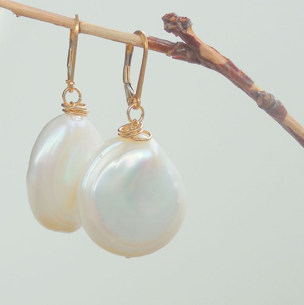 Super Sized Coin Pearl Drop Earrings Super Sized Coin Pearl Drop Earrings