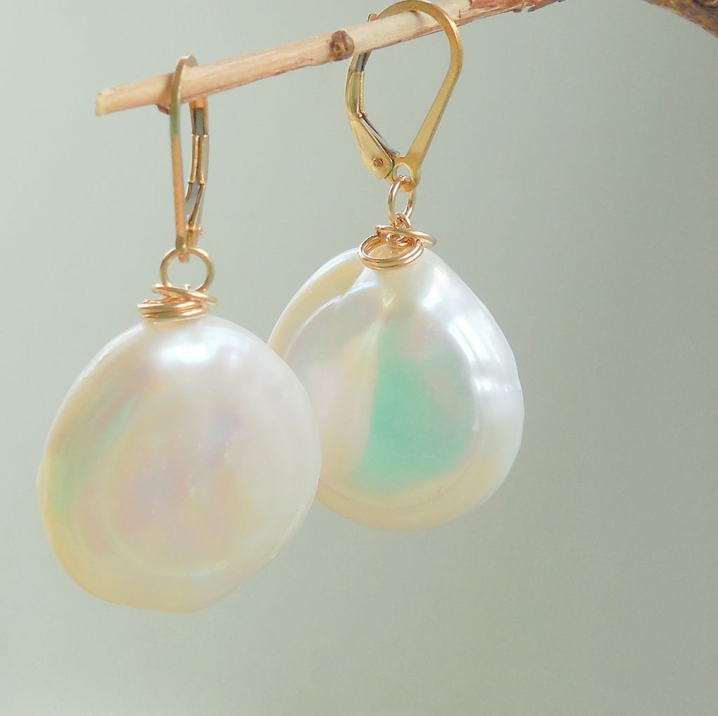 Super Sized Coin Pearl Drop Earrings Super Sized Coin Pearl Drop Earrings