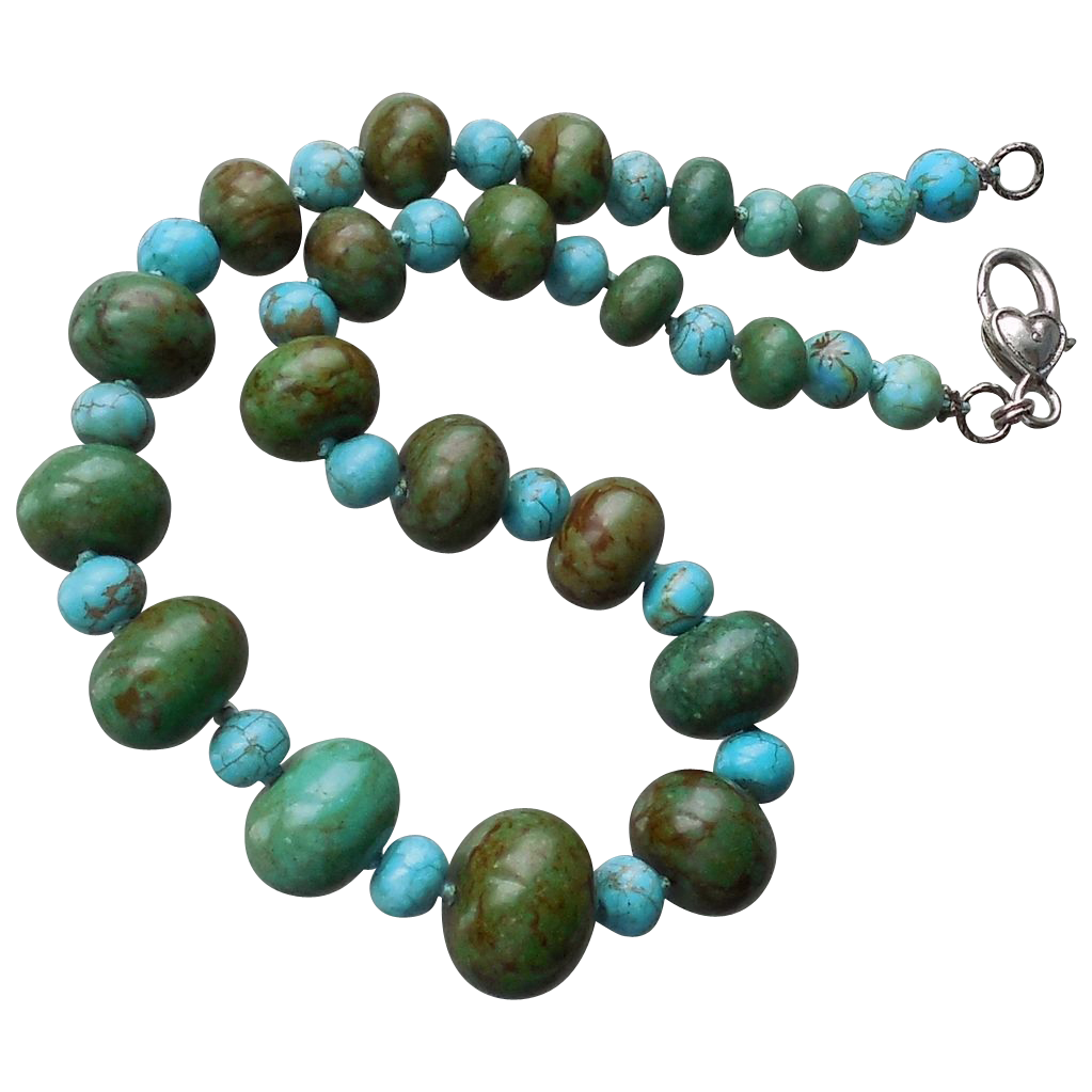 Green and Turquoise Blue Magnesite Hand Knotted Necklace - Clearance Green and Turquoise Blue Magnesite Hand Knotted Necklace - Clearance