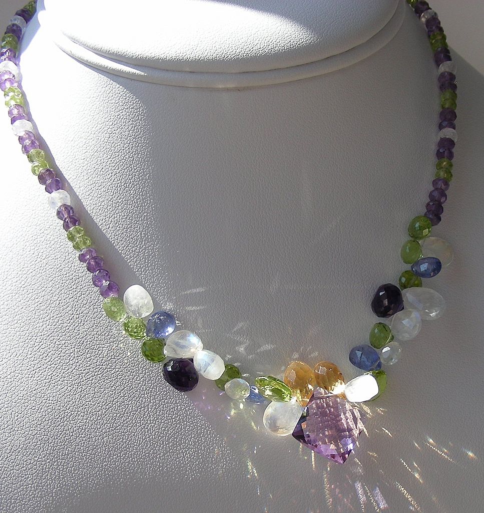 RESERVED - Clearance- Amethyst, Tanzanite, Moonstone, Citrine, Peridot Briolette Necklace RESERVED - Clearance- Amethyst, Tanzanite, Moonstone, Citrine, Peridot Briolette Necklace