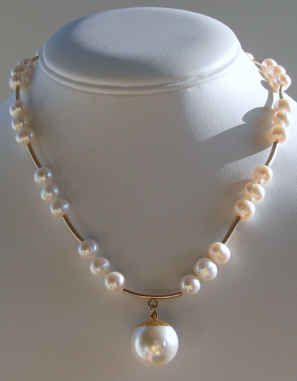 Pearls with Swarovski Glass Pearl Pendant Hand Knotted Necklace Pearls with Swarovski Glass Pearl Pendant Hand Knotted Necklace