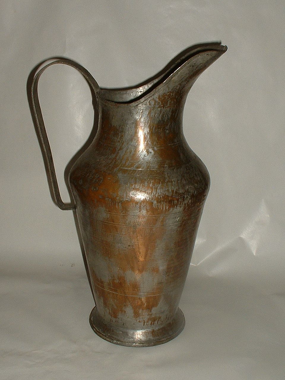 16" Tall Vintage Hand Forged Tinned Copper Ewer 16" Tall Vintage Hand Forged Tinned Copper Ewer