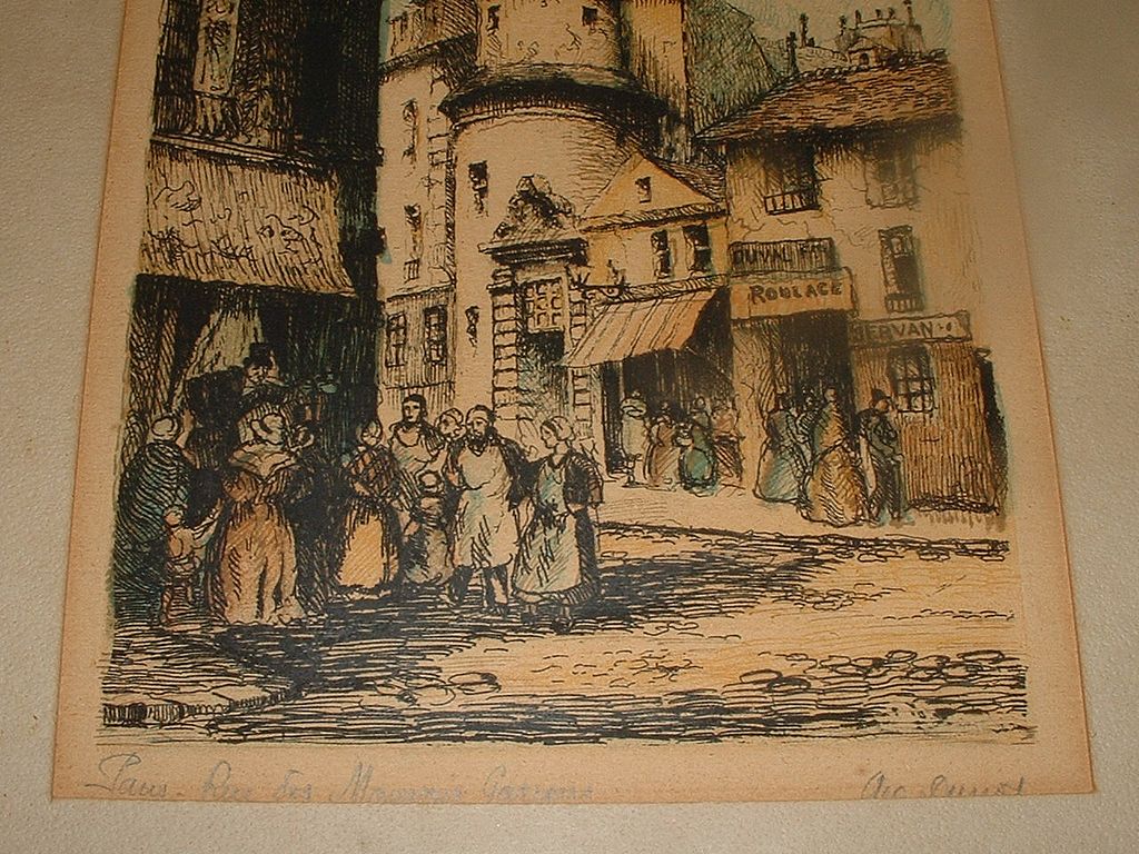Color Engraving of Paris pencil signed by Artist ... #2 of 2 by same Artist Color Engraving of Paris pencil signed by Artist ... #2 of 2 by same Artist