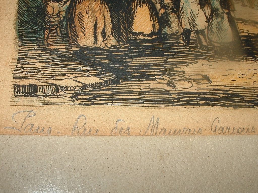 Color Engraving of Paris pencil signed by Artist ... #2 of 2 by same Artist Color Engraving of Paris pencil signed by Artist ... #2 of 2 by same Artist