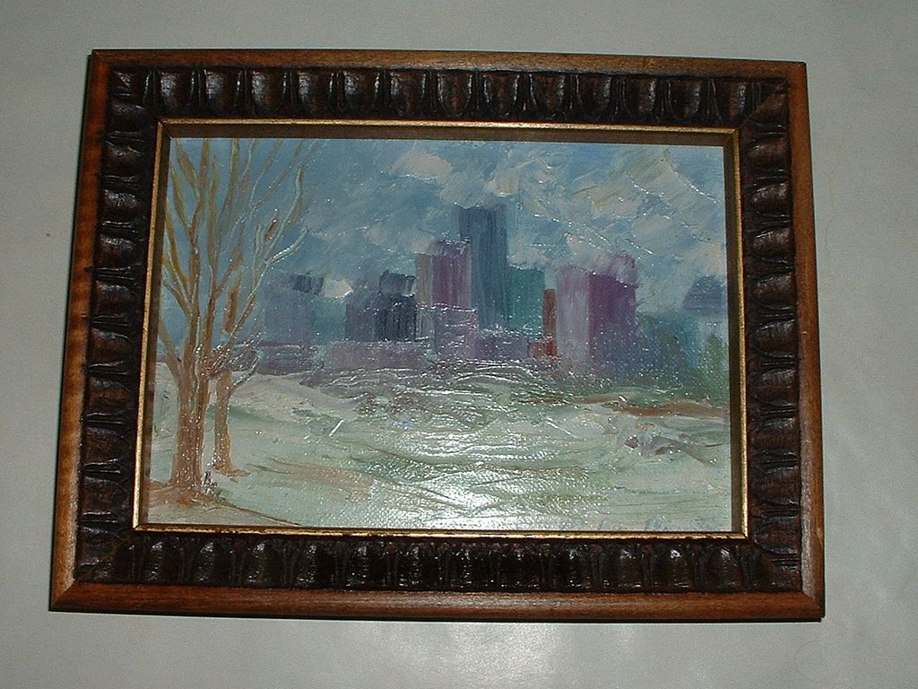 Impressionistic Cityscape Oil on Board signed by Artist Impressionistic Cityscape Oil on Board signed by Artist