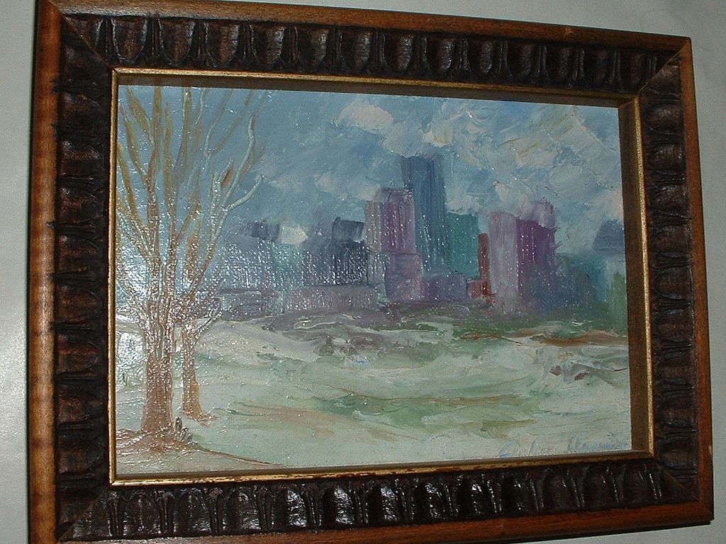 Impressionistic Cityscape Oil on Board signed by Artist Impressionistic Cityscape Oil on Board signed by Artist