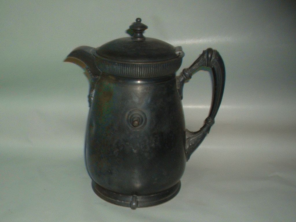 Huge Antique Silverplate Water Pitcher with enamel interior Huge Antique Silverplate Water Pitcher with enamel interior