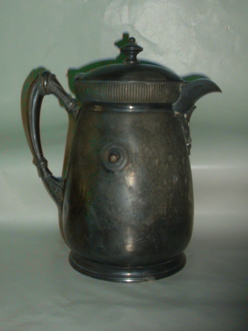 Huge Antique Silverplate Water Pitcher with enamel interior Huge Antique Silverplate Water Pitcher with enamel interior