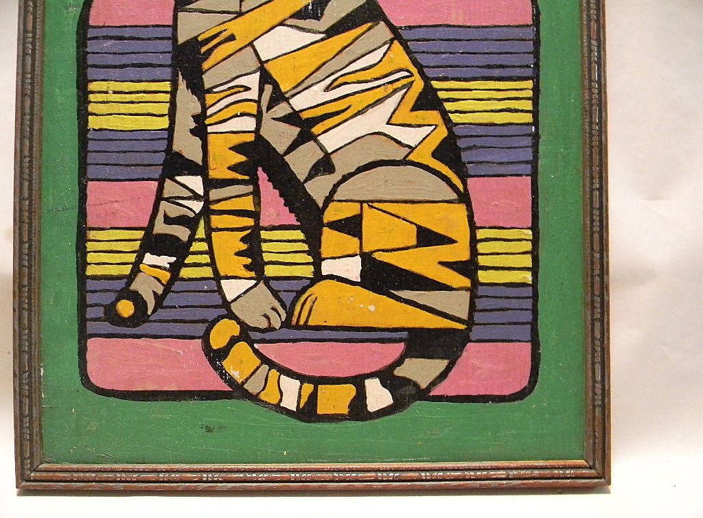 Folk Art Cat Painting on Wood Folk Art Cat Painting on Wood