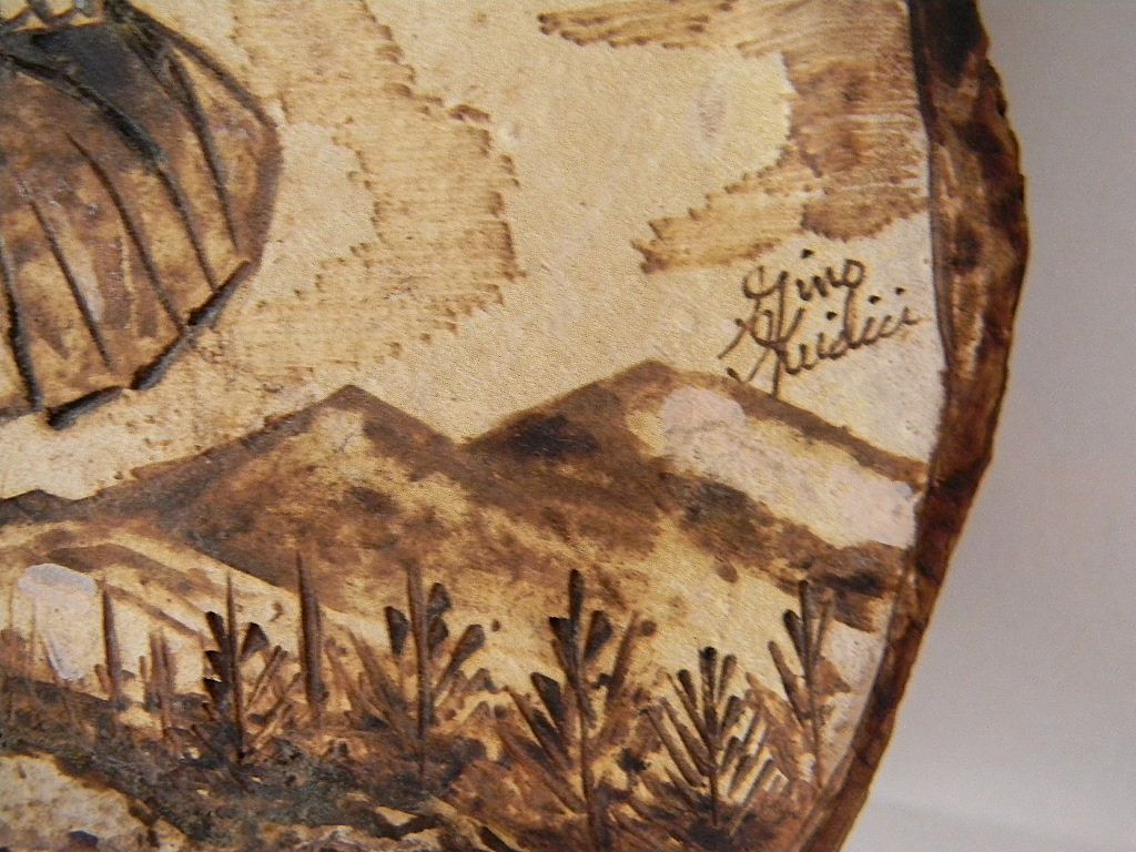 Gino Guidici . Carved / Burned Eagle Landscape Drawing on Tree Conk Gino Guidici . Carved / Burned Eagle Landscape Drawing on Tree Conk