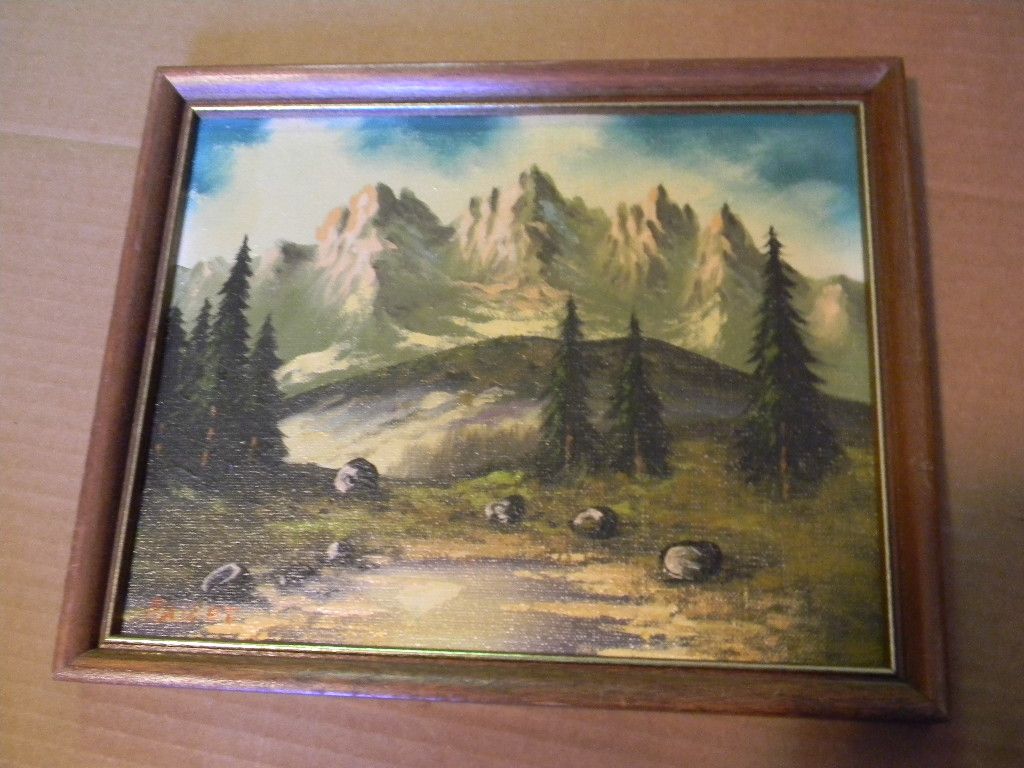 Mountain Landscape Oil Painting, signed Mountain Landscape Oil Painting, signed