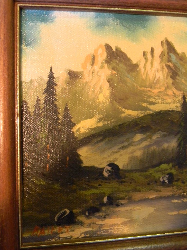 Mountain Landscape Oil Painting, signed Mountain Landscape Oil Painting, signed