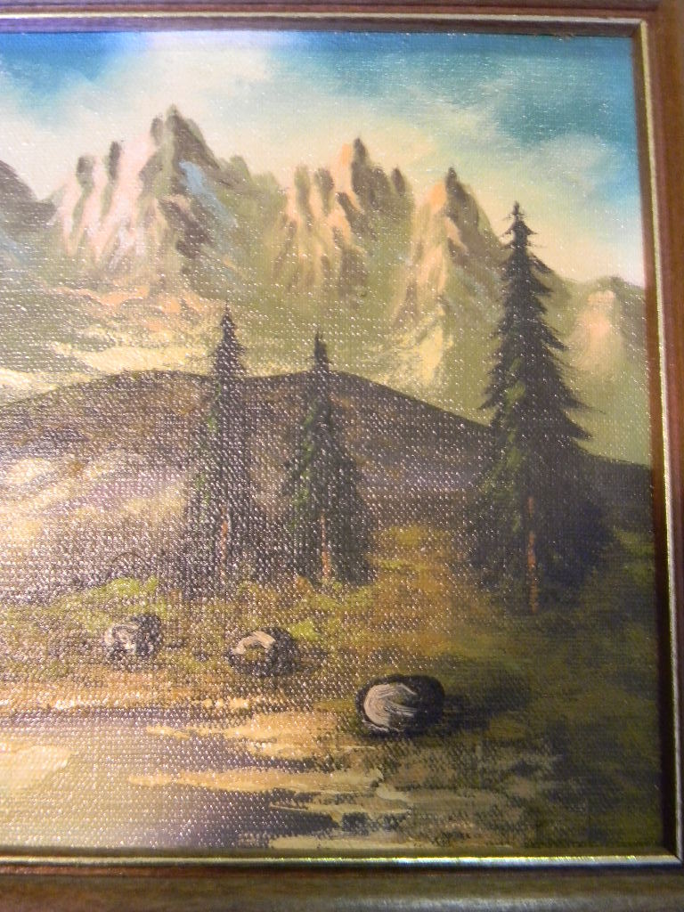 Mountain Landscape Oil Painting, signed Mountain Landscape Oil Painting, signed