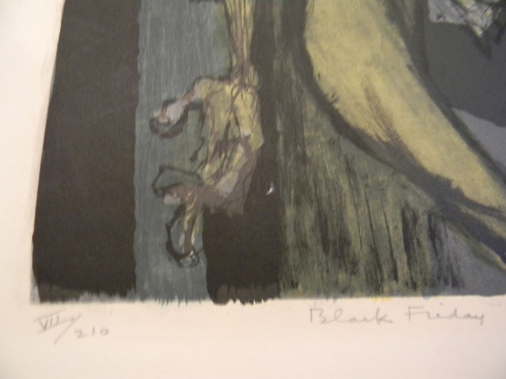 Benton Murdoch Spruance (1904-1967) listed artist limited edition "Black Friday" Lithograph Benton Murdoch Spruance (1904-1967) listed artist limited edition "Black Friday" Lithograph