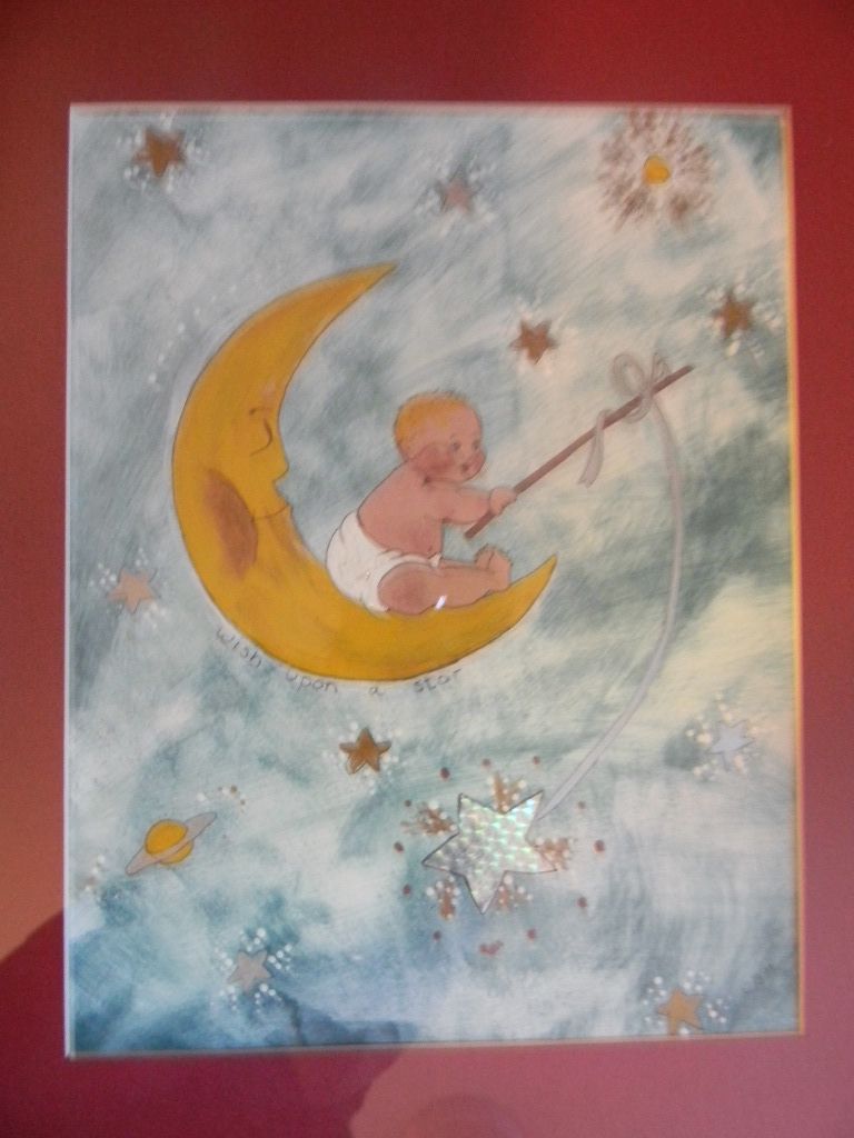 Baby Fishing on Crescent Moon Painting / Drawing Baby Fishing on Crescent Moon Painting / Drawing