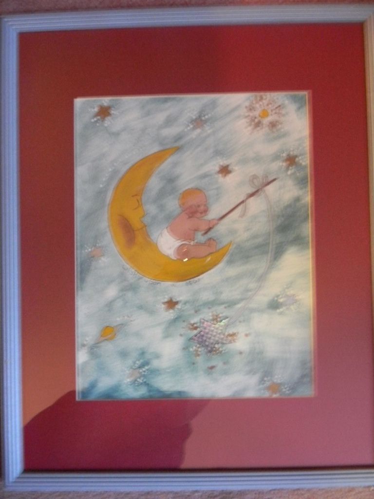 Baby Fishing on Crescent Moon Painting / Drawing Baby Fishing on Crescent Moon Painting / Drawing