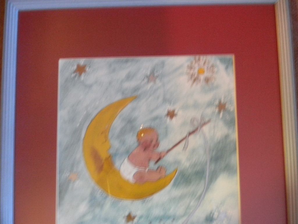 Baby Fishing on Crescent Moon Painting / Drawing Baby Fishing on Crescent Moon Painting / Drawing