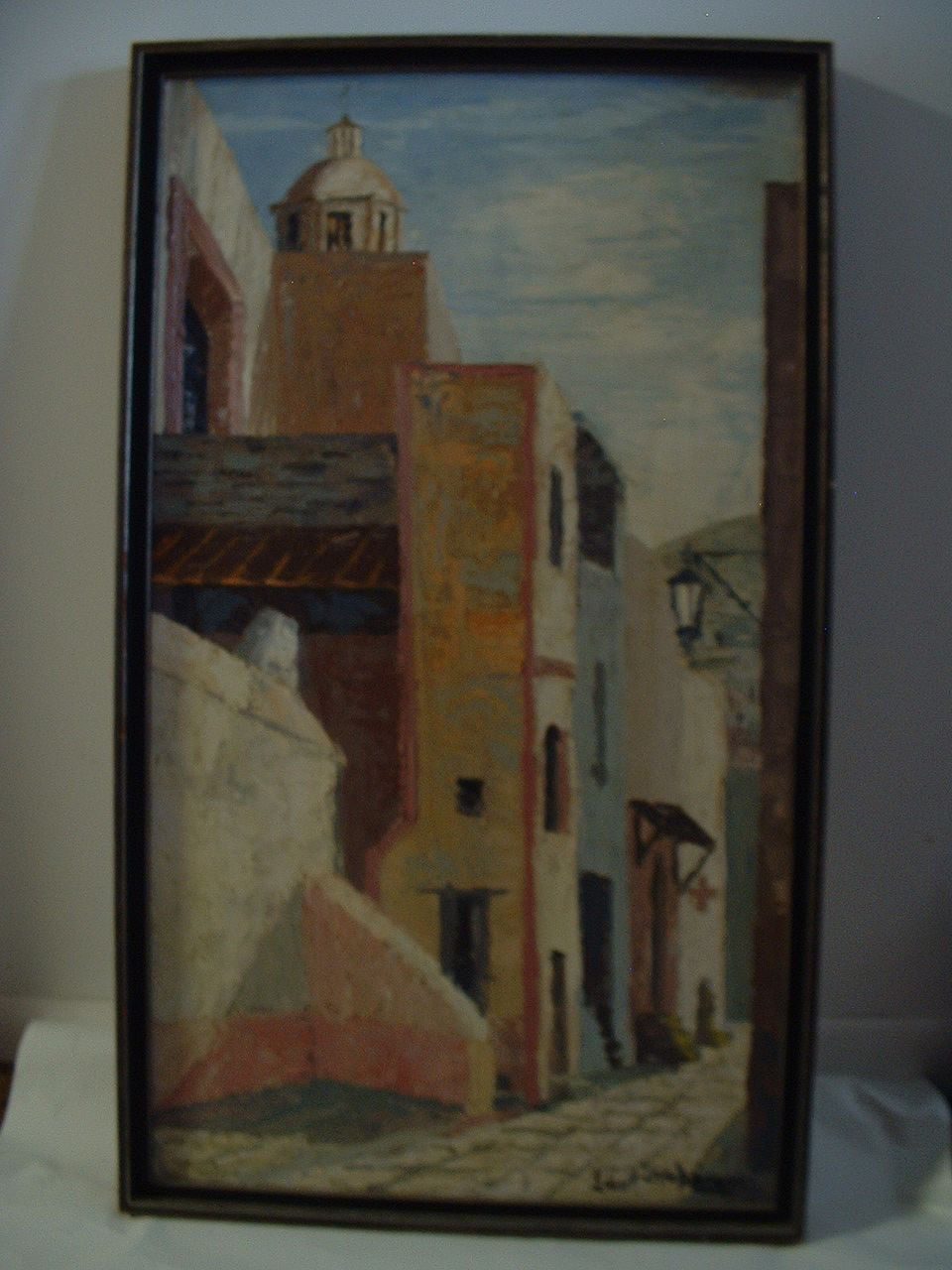 34" x 19 3/4" Oil on Canvas , signed by South American Artist 60's 34" x 19 3/4" Oil on Canvas , signed by South American Artist 60's