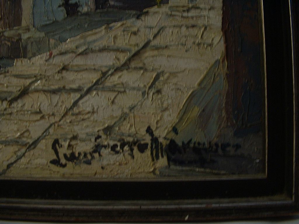 34" x 19 3/4" Oil on Canvas , signed by South American Artist 60's 34" x 19 3/4" Oil on Canvas , signed by South American Artist 60's