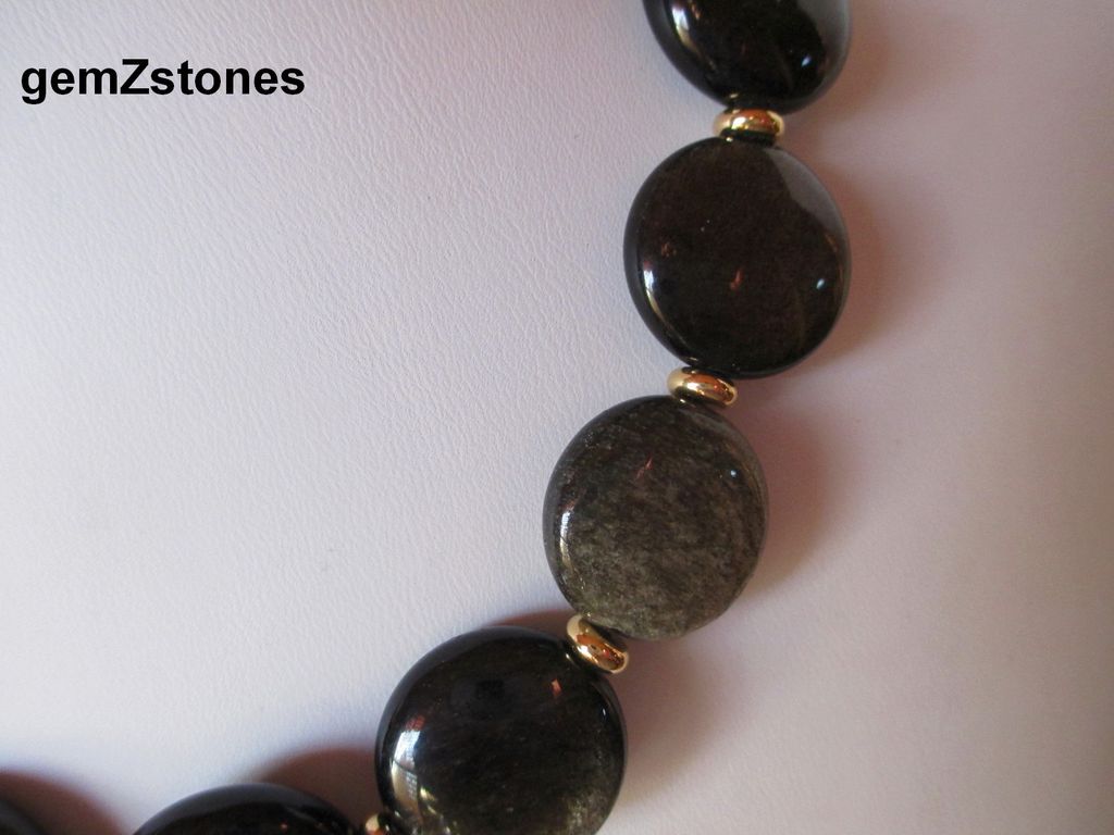 Beautiful Golden Sheen Obsidian Single Strand Necklace Beautiful Golden Sheen Obsidian Single Strand Necklace