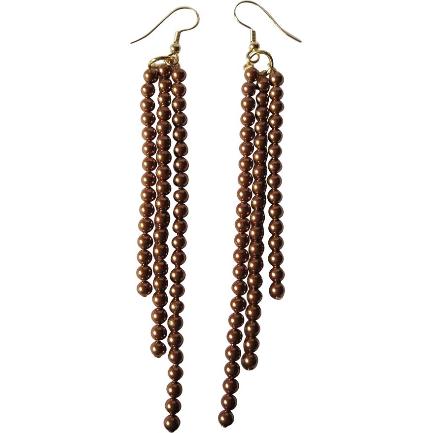 Swarovski Crystal Copper Colored Pearl Dangle Earrings Swarovski Crystal Copper Colored Pearl Dangle Earrings
