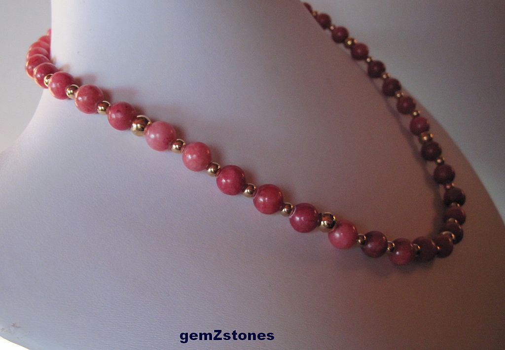Strawberry Smoothie Marble And Gold Single Strand Necklace Strawberry Smoothie Marble And Gold Single Strand Necklace