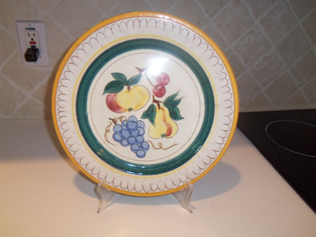 Stangl Round Pottery Fruit Terra Rose Chop Platter Vintage Stangl Round Pottery Fruit Terra Rose Chop Platter Vintage